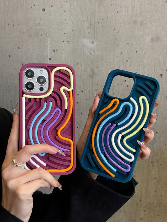 Neon Wave Case For iPhone 16 15 14 13 12 11 17 Pro Max