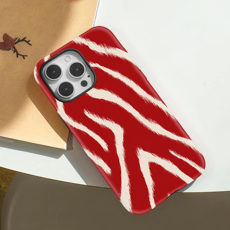 IPHONE Red Zebra Art Case