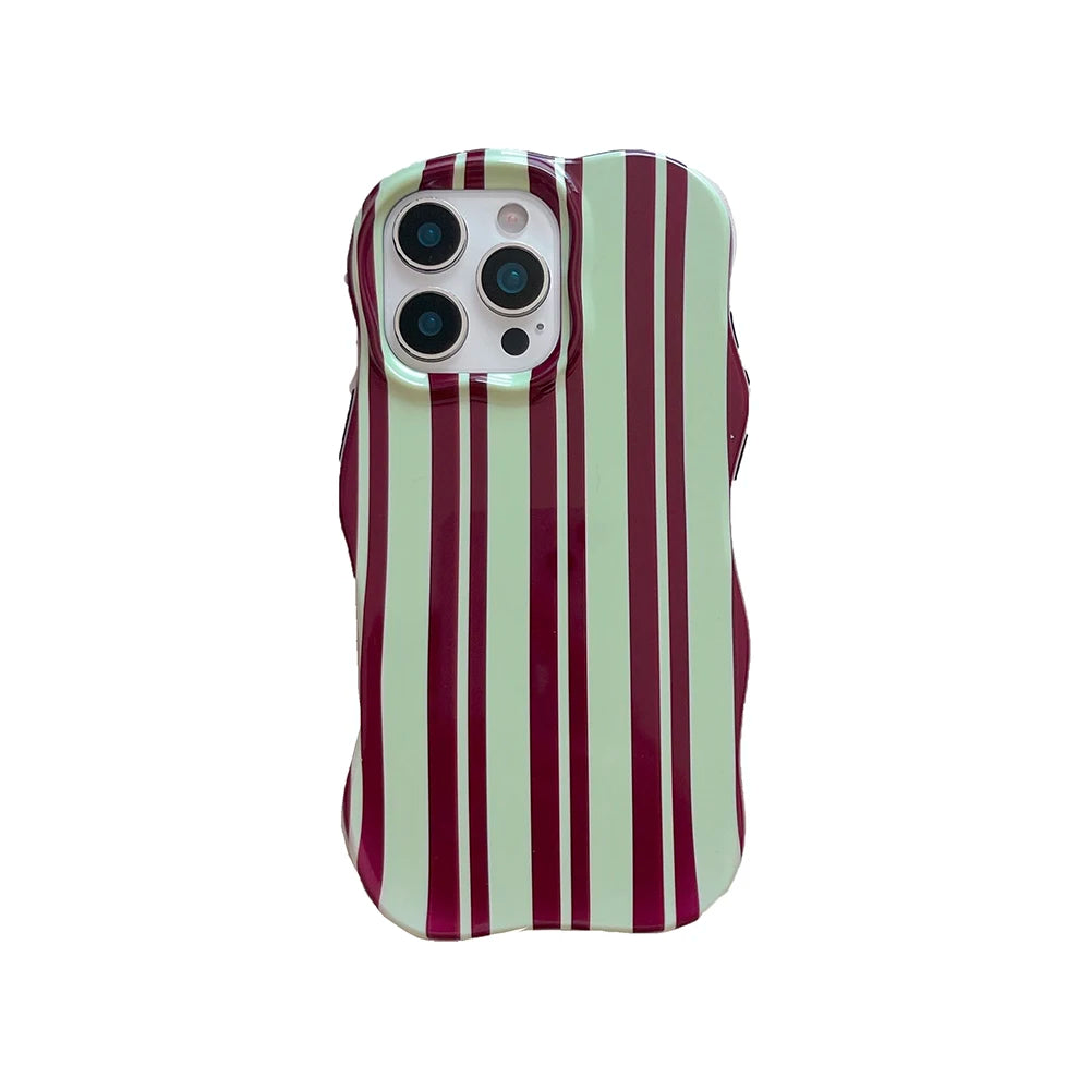 Pink Vertical Stripe Case for iPhone 13 14 15 16 17 Pro Max Wave