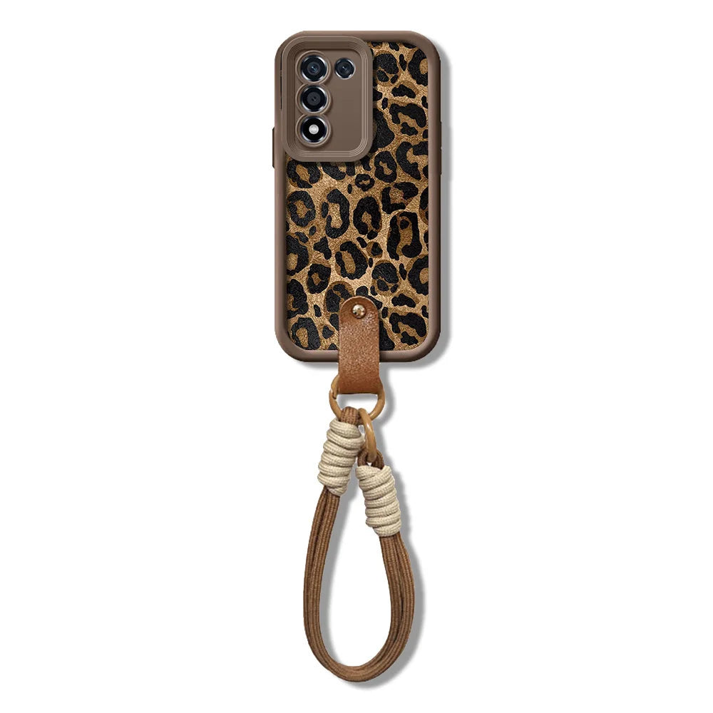 Leopard Strap Wrist Chain Lanyard Cover For Samsung