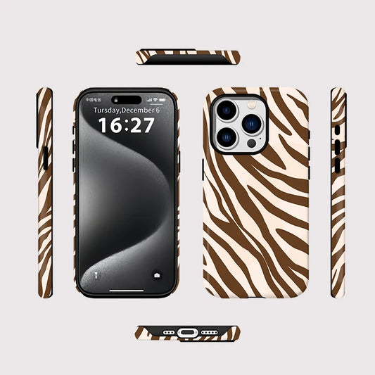 IPHONE Cocoa Zebra Wave Case