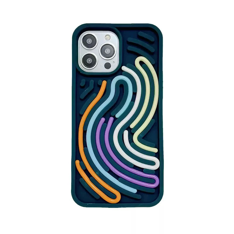 Neon Wave Case For iPhone 16 15 14 13 12 11 17 Pro Max
