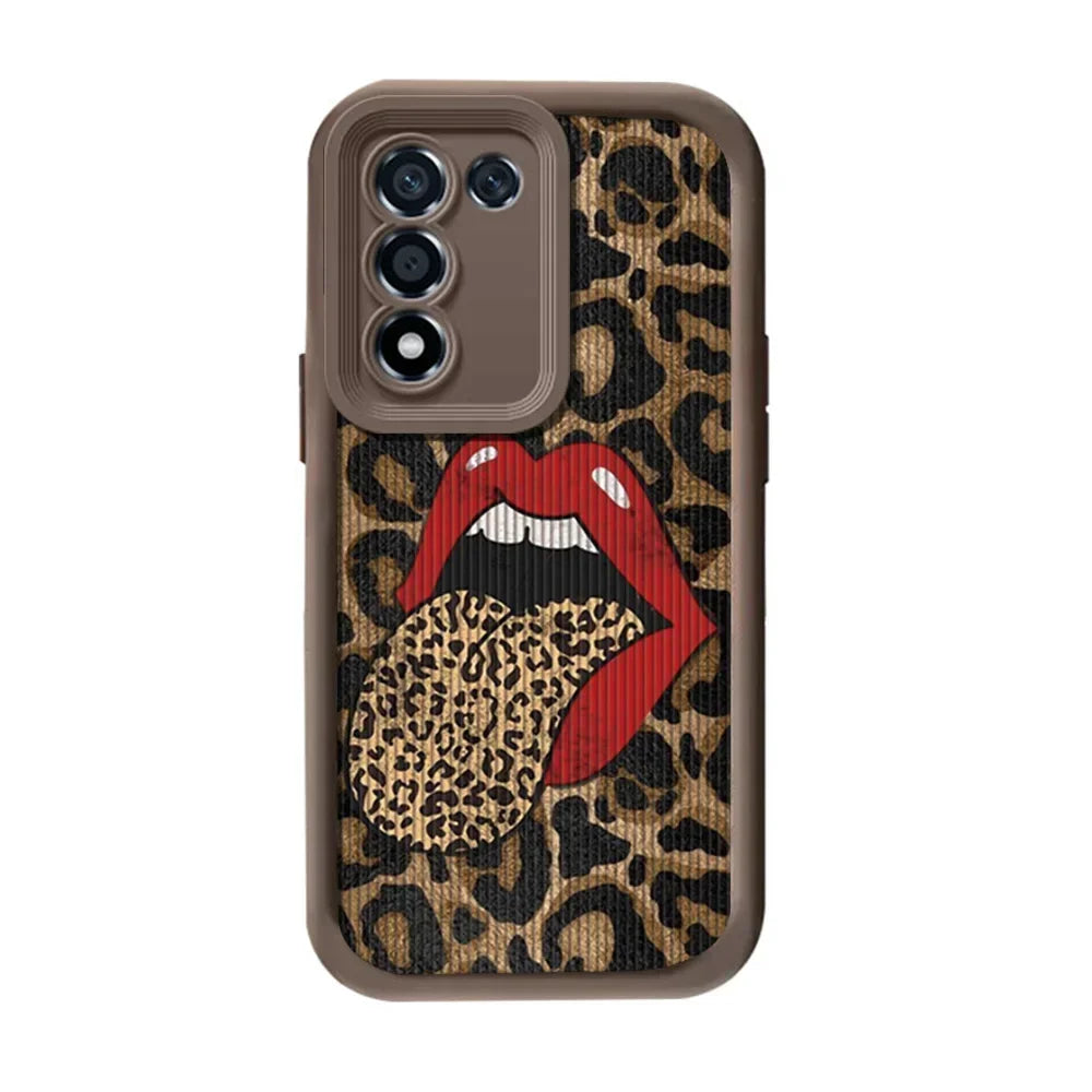 Leopard Red Lips Cover For Samsung