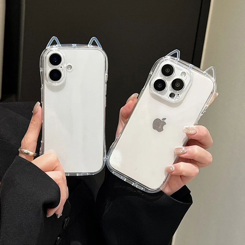 Cute Cat Ears Transparent Phone Case