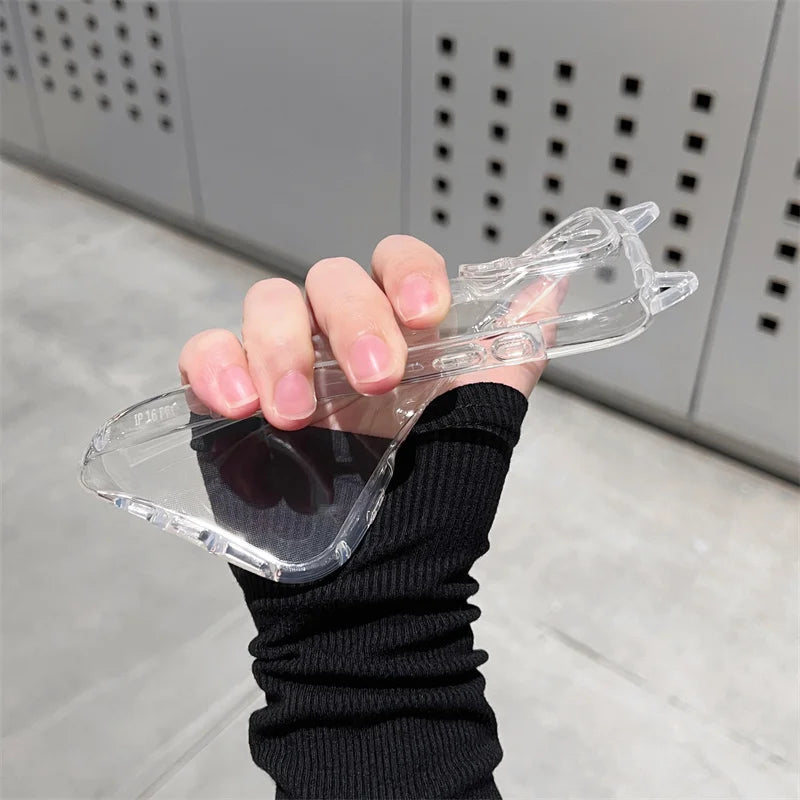 Cute Cat Ears Transparent Phone Case