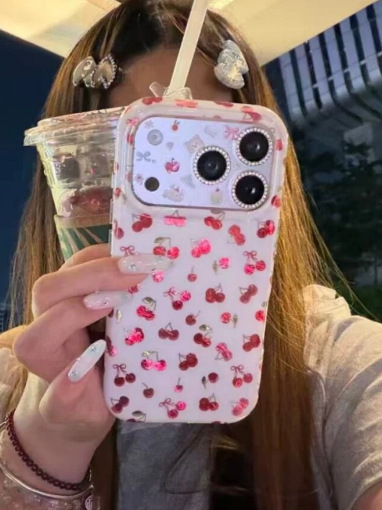 Ins Cute Shine Cherry Case
