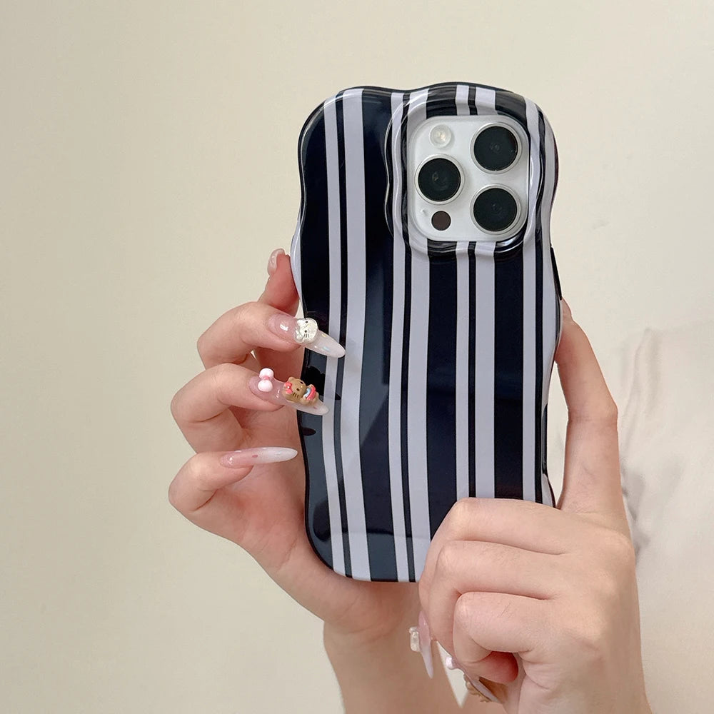 Pink Vertical Stripe Case for iPhone 13 14 15 16 17 Pro Max Wave