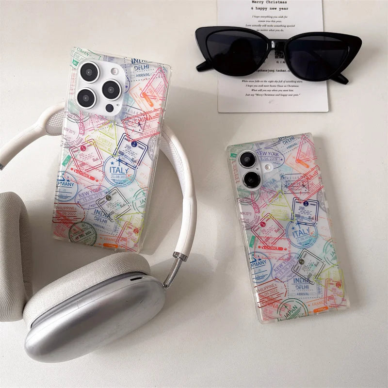 Vintage Travel Map Case For iPhone 17 16 15 13 14 Pro Max