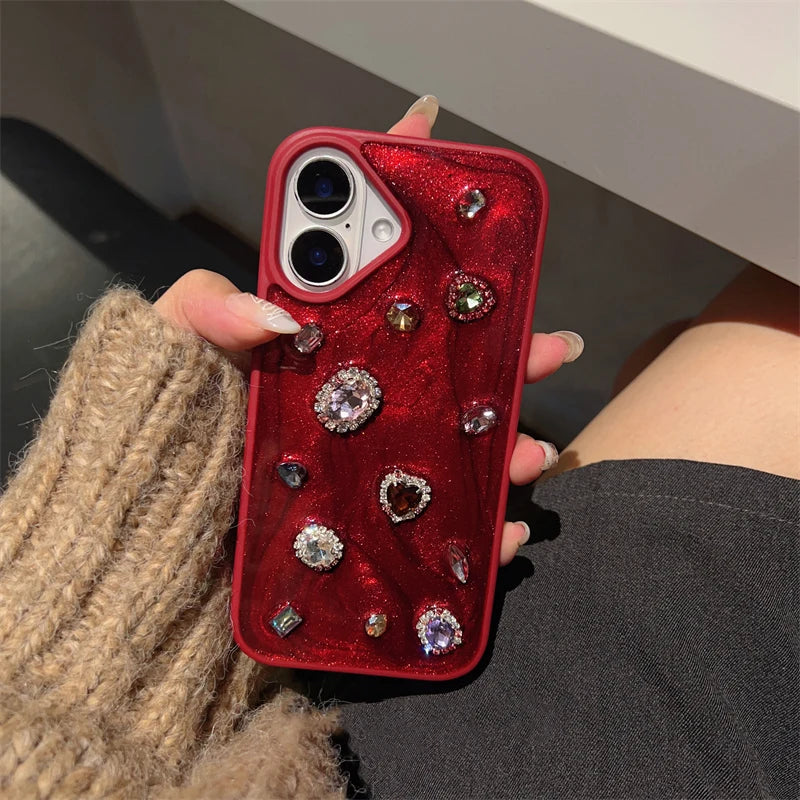 Cherry Gem Luxe Case For iPhone 17 16 Pro Max 15 13 14 12 11