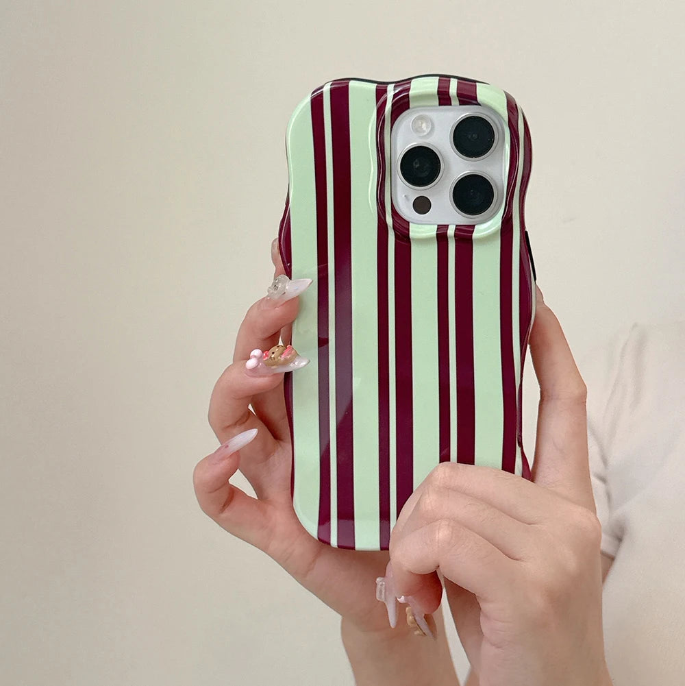 Pink Vertical Stripe Case for iPhone 13 14 15 16 17 Pro Max Wave