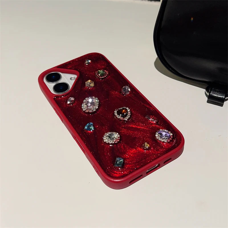 Cherry Gem Luxe Case For iPhone 17 16 Pro Max 15 13 14 12 11