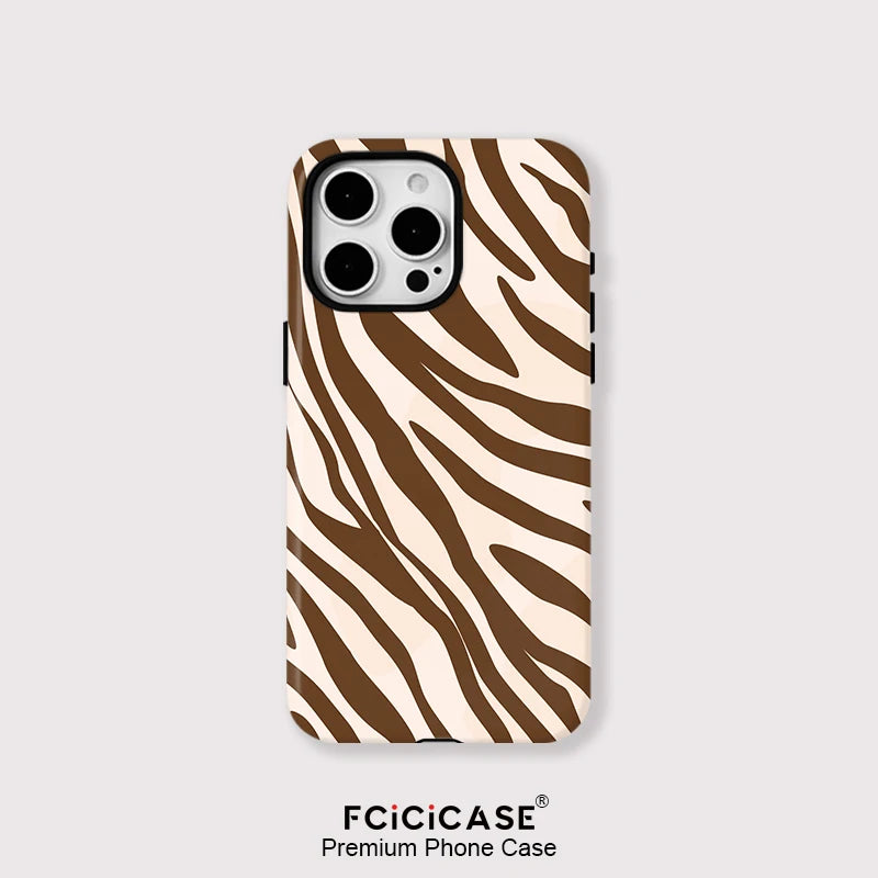 IPHONE Cocoa Zebra Wave Case