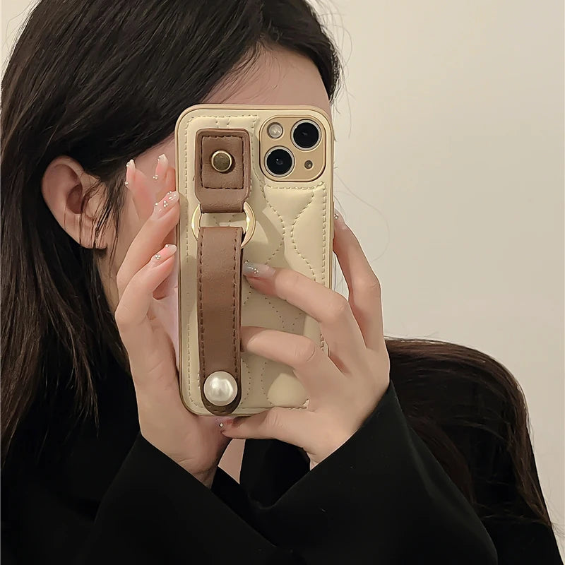 Luxe Strap Quilted Case For iPhone 14 13 12 11 15 16 17 Pro Max 14