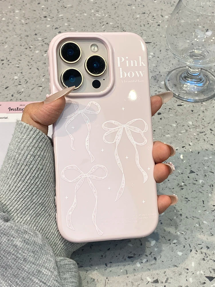 Pink Bow Glossy Protective Phone Case Cover