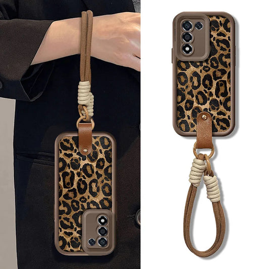 Leopard Strap Wrist Chain Lanyard Cover For Samsung
