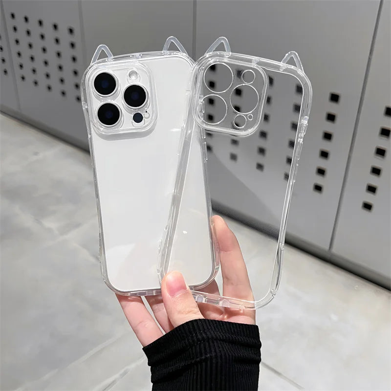 Cute Cat Ears Transparent Phone Case