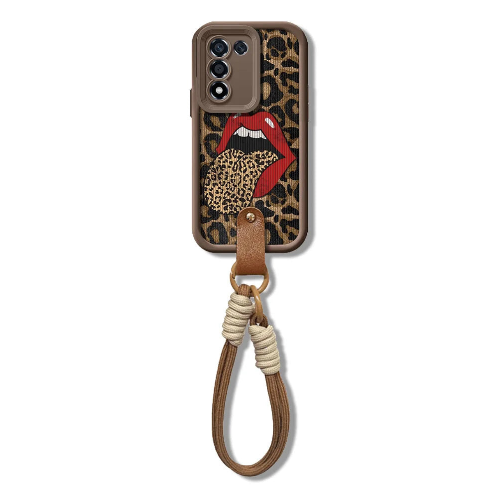 Leopard Red Lips Cover For Samsung