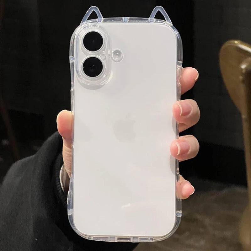 Cute Cat Ears Transparent Phone Case