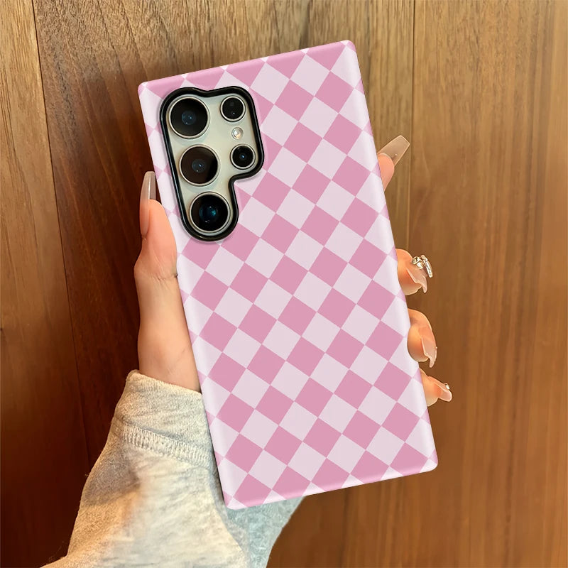 Samsung Galaxy Pink Checker Aesthetic Case