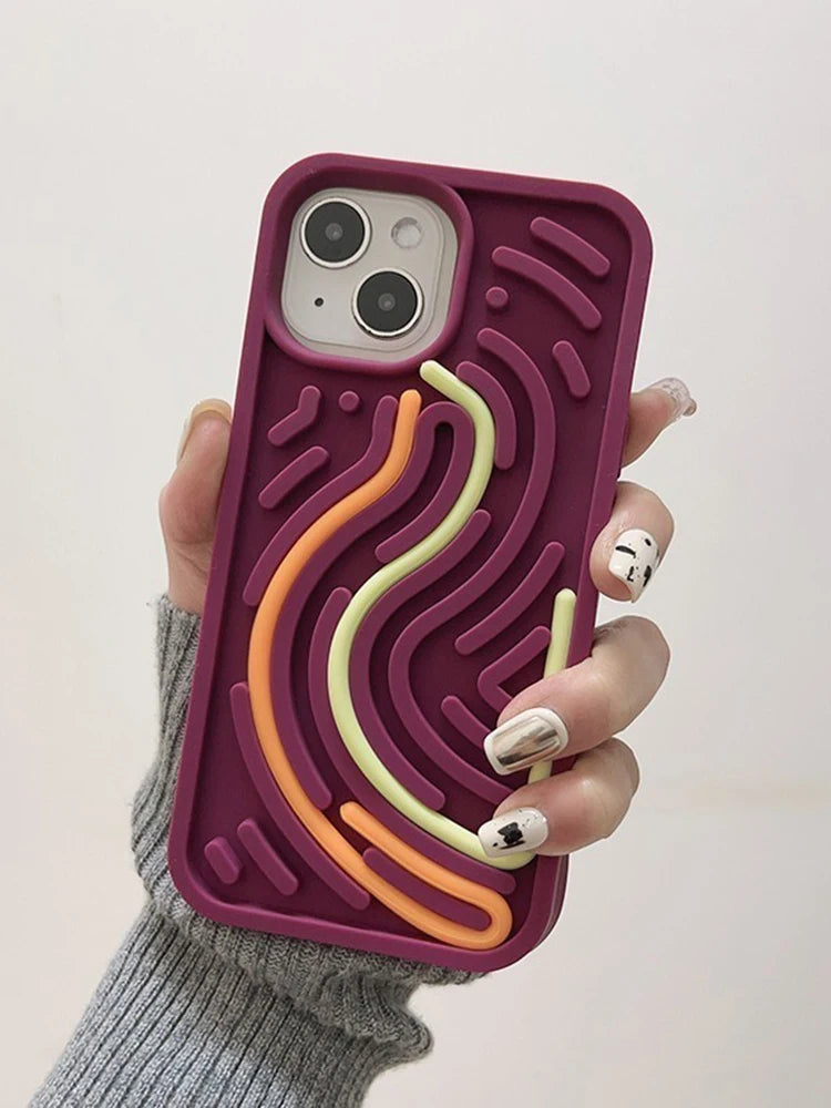 Neon Wave Case For iPhone 16 15 14 13 12 11 17 Pro Max