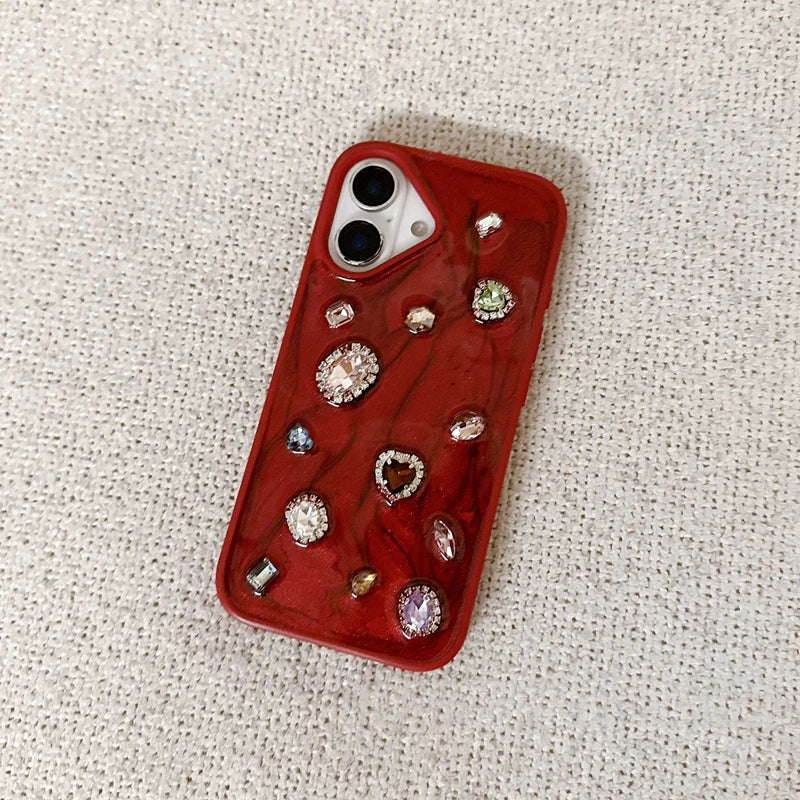 Cherry Gem Luxe Case For iPhone 17 16 Pro Max 15 13 14 12 11