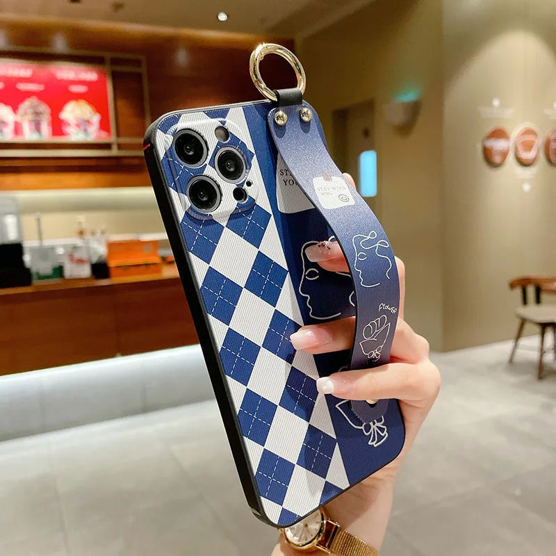 Classic Grid Handheld Phone Cover For Samsung