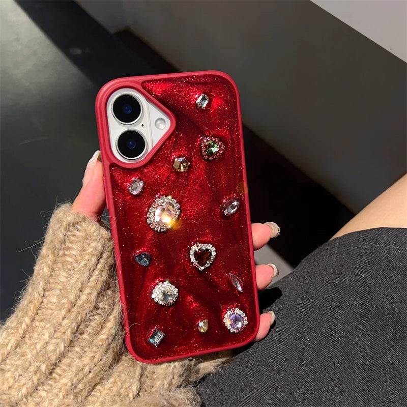 Cherry Gem Luxe Case For iPhone 17 16 Pro Max 15 13 14 12 11
