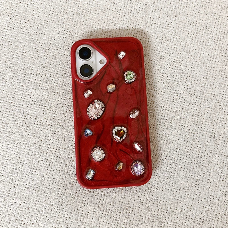 Cherry Gem Luxe Case For iPhone 17 16 Pro Max 15 13 14 12 11