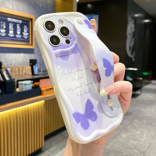 Flower Butterfly Wrist Strap Phone Holder Cover For Samsung