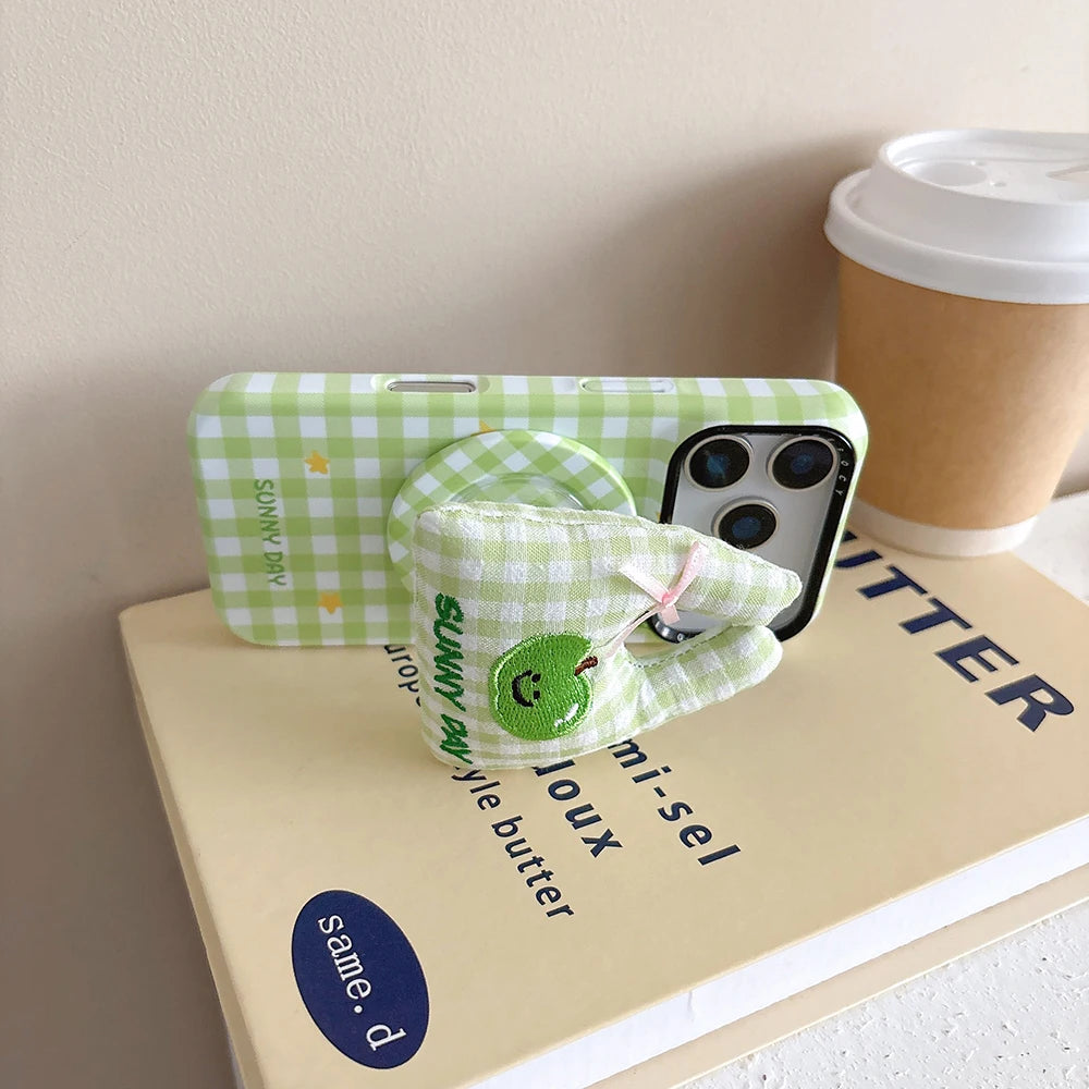 Green Gingham Smile Case