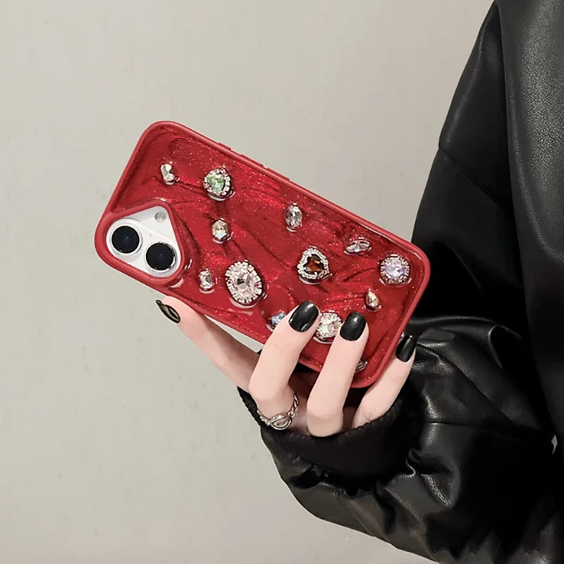 Cherry Gem Luxe Case For iPhone 17 16 Pro Max 15 13 14 12 11