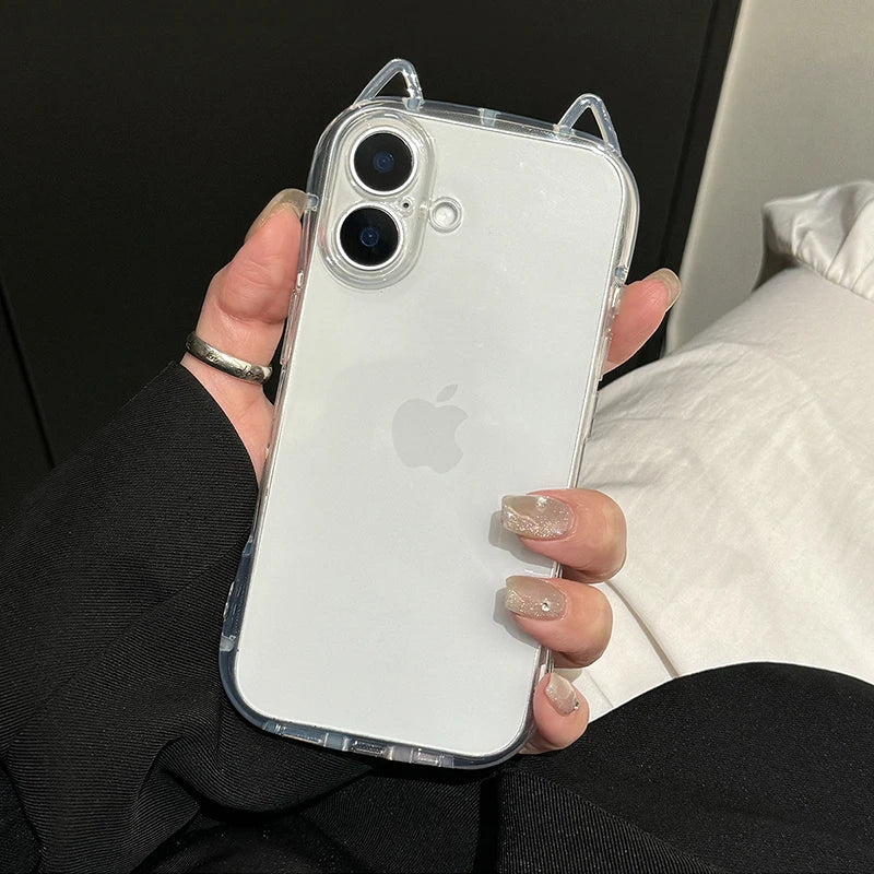Cute Cat Ears Transparent Phone Case