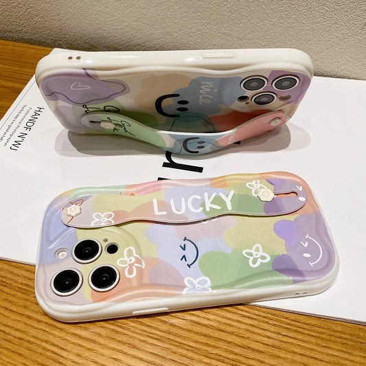 Happy Face Wrist Strap Case For Samsung