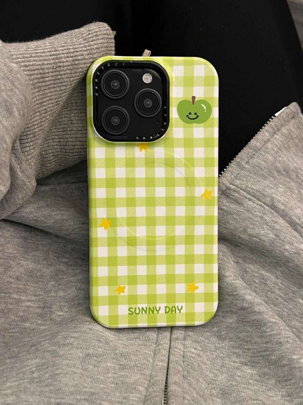 Green Gingham Smile Case