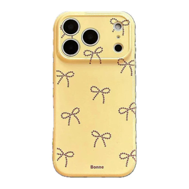 Soft Bow Yellow Case For iPhone 17 16 15 14 13 Pro Max