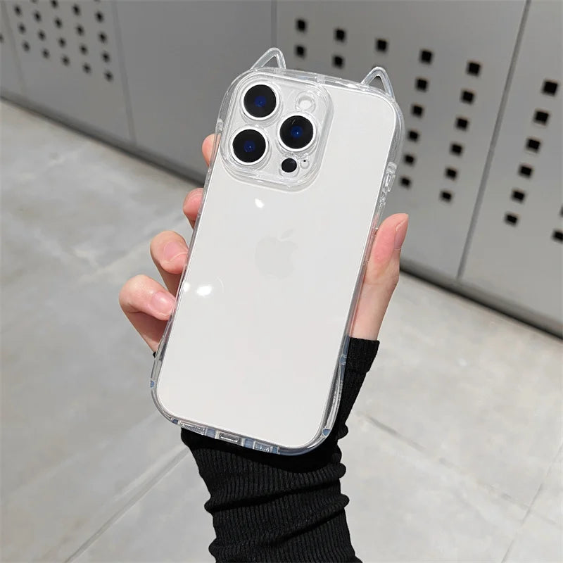 Cute Cat Ears Transparent Phone Case
