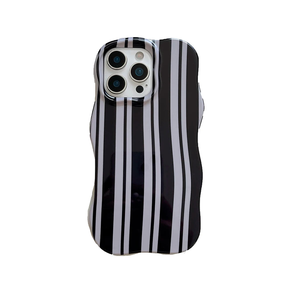 Pink Vertical Stripe Case for iPhone 13 14 15 16 17 Pro Max Wave