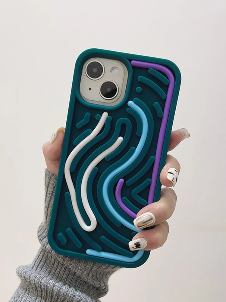Neon Wave Case For iPhone 16 15 14 13 12 11 17 Pro Max
