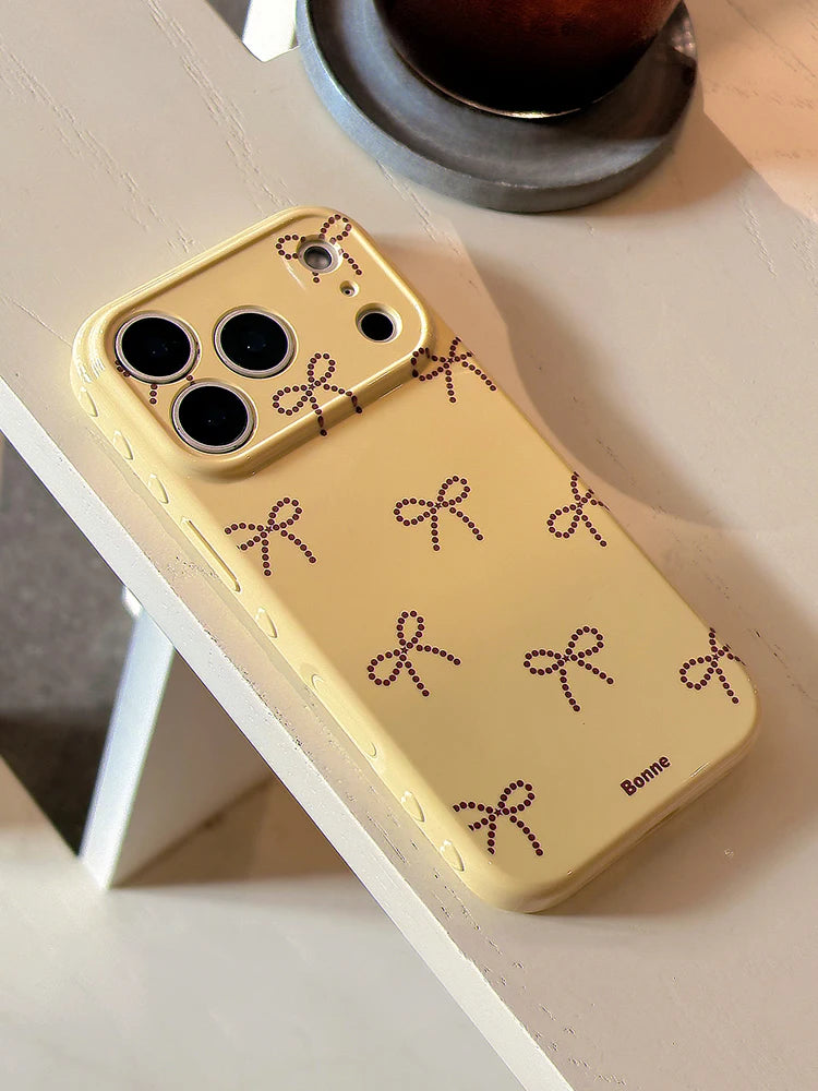 Soft Bow Yellow Case For iPhone 17 16 15 14 13 Pro Max