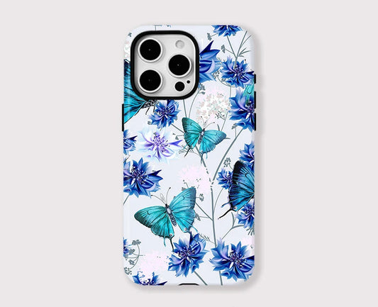 IPHONE Blue Butterfly Garden Case