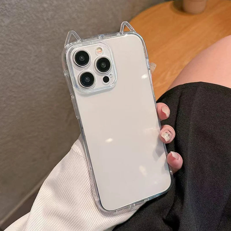 Cute Cat Ears Transparent Phone Case