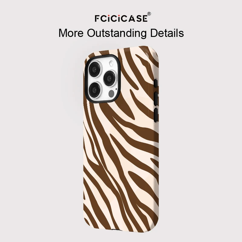 IPHONE Cocoa Zebra Wave Case