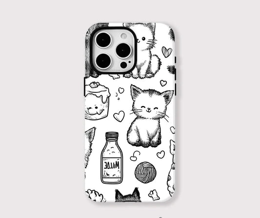 IPHONE Cute Sketch Cat Case
