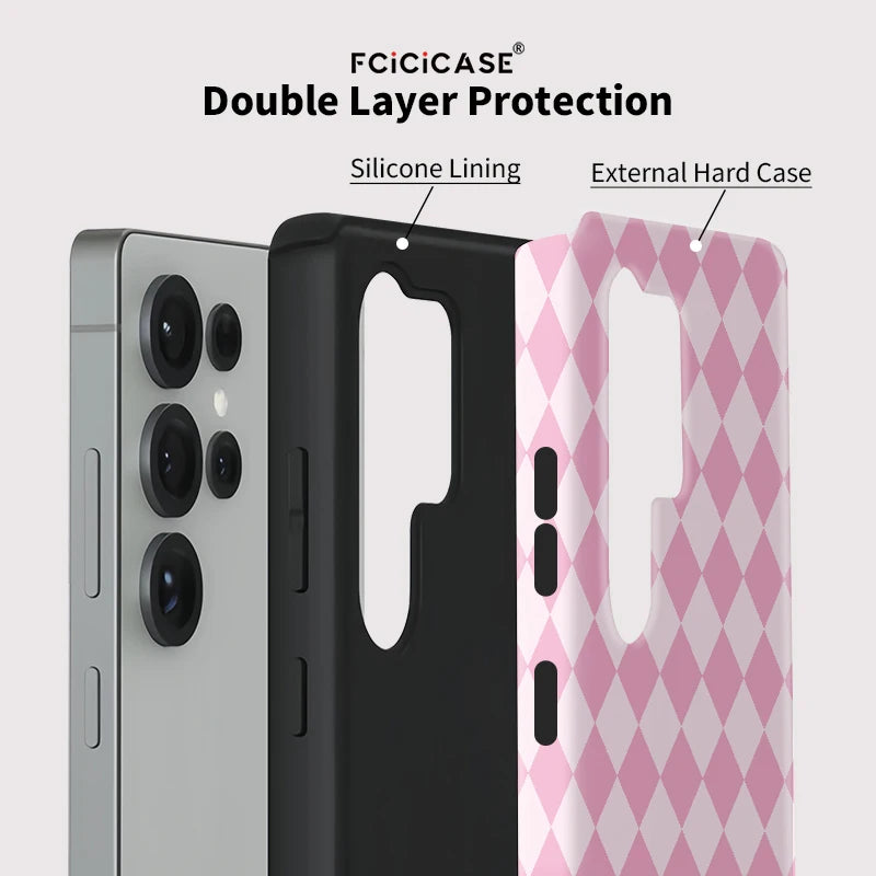Samsung Galaxy Pink Checker Aesthetic Case