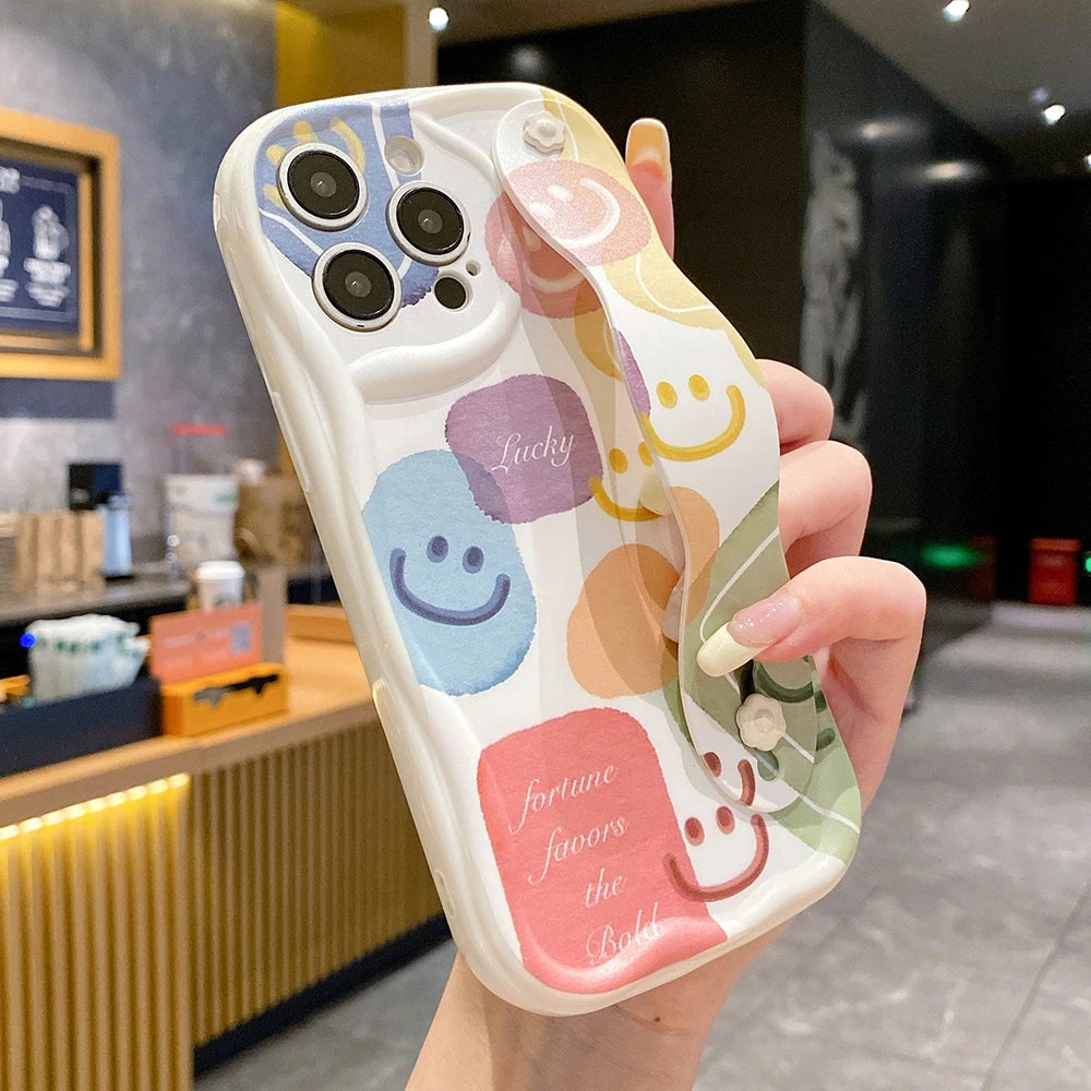 Happy Face Wrist Strap Case For Samsung