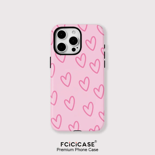IPHONE Pink Heart Outline Aesthetic Case