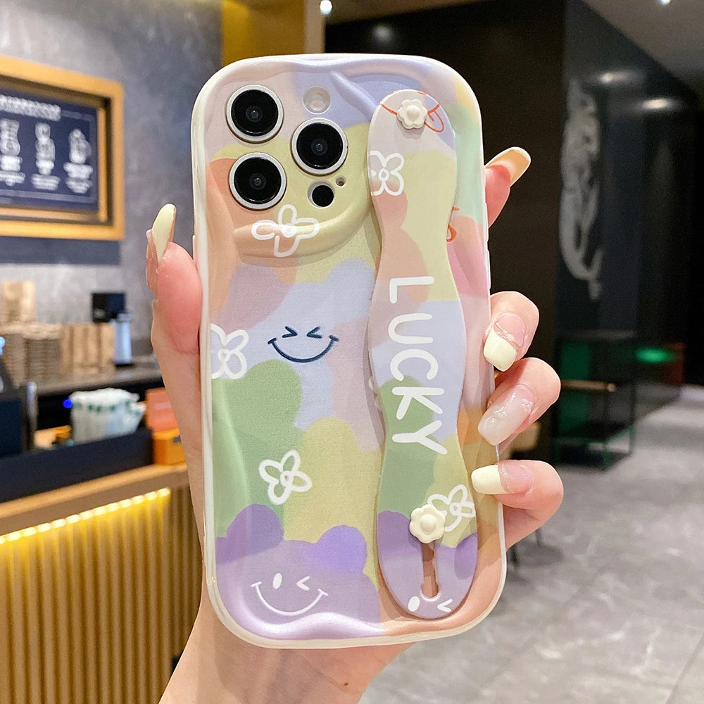 Happy Face Wrist Strap Case For Samsung