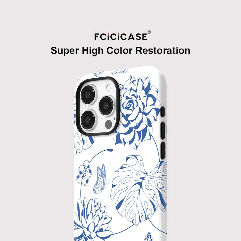 IPHONE Blue Line Art Floral Case