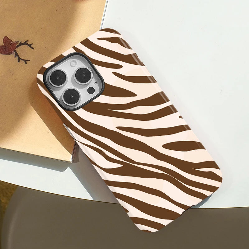 IPHONE Cocoa Zebra Wave Case