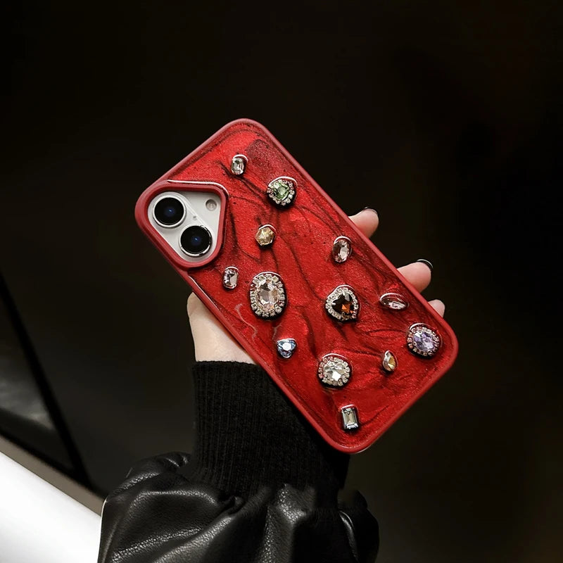 Cherry Gem Luxe Case For iPhone 17 16 Pro Max 15 13 14 12 11
